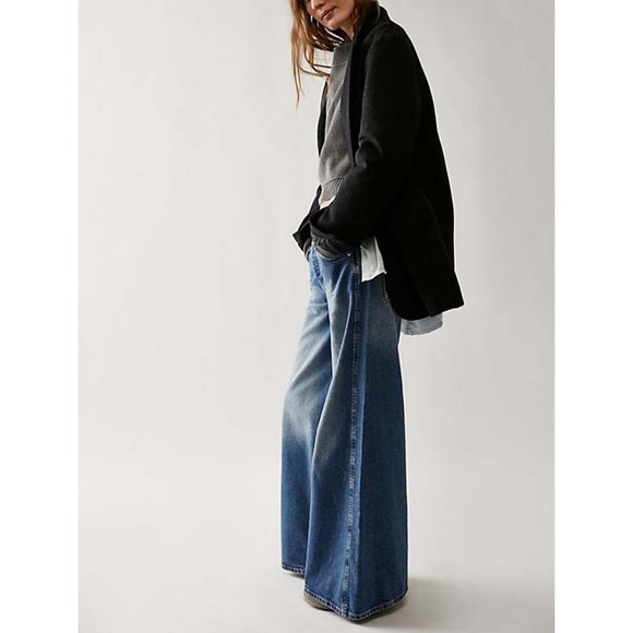 Free People Lovefool Low Rise Jeans / Blue Jade we the free size 32 - Picture 11 of 16